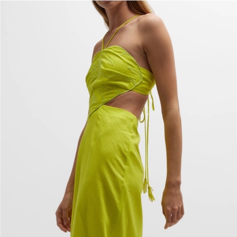 FARM Rio Lime Green Strapless Midi Dress - Picture 3 of 8